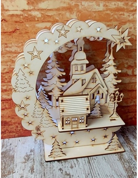 ESCENA NAVIDAD TRIDIMES. CON LUZ LEDS 2 ABETOS