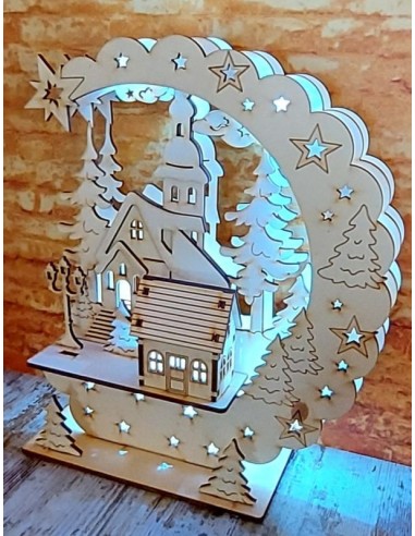 ESCENA NAVIDAD TRIDIMES. CON LUZ LEDS 2 ABETOS