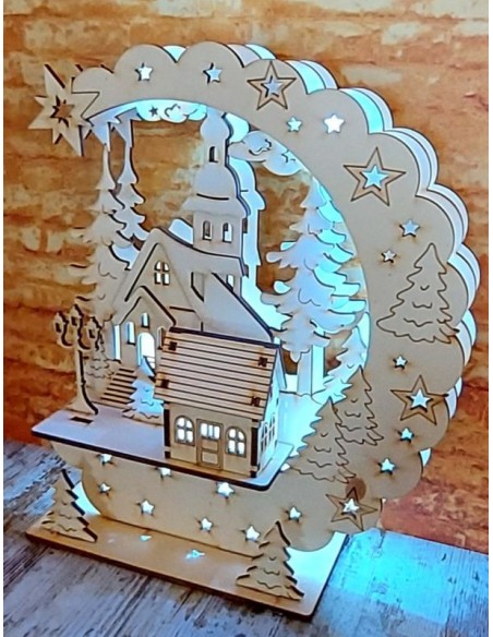 ESCENA NAVIDAD TRIDIMES. CON LUZ LEDS 2 ABETOS