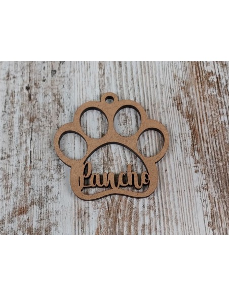 HUELLA PERRO NOMBRE MDF COLOR 5mm. 85 Ø