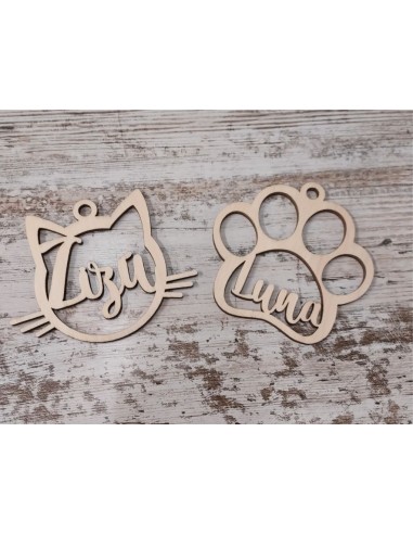 HUELLA PERRO NOMBRE MDF COLOR 5mm. 85 Ø